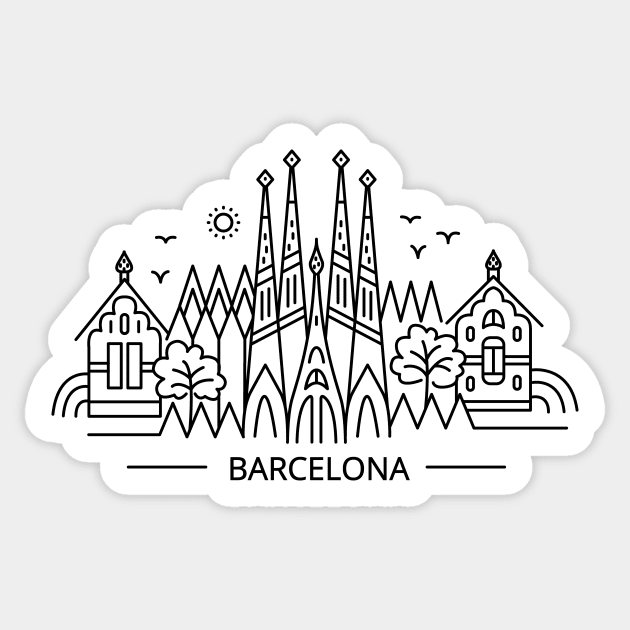 Barcelona line art Sticker by ziryna